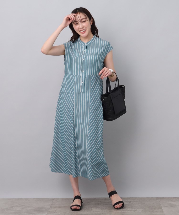 セール】【すっきり清涼感／洗える】カバリングストライプワンピース