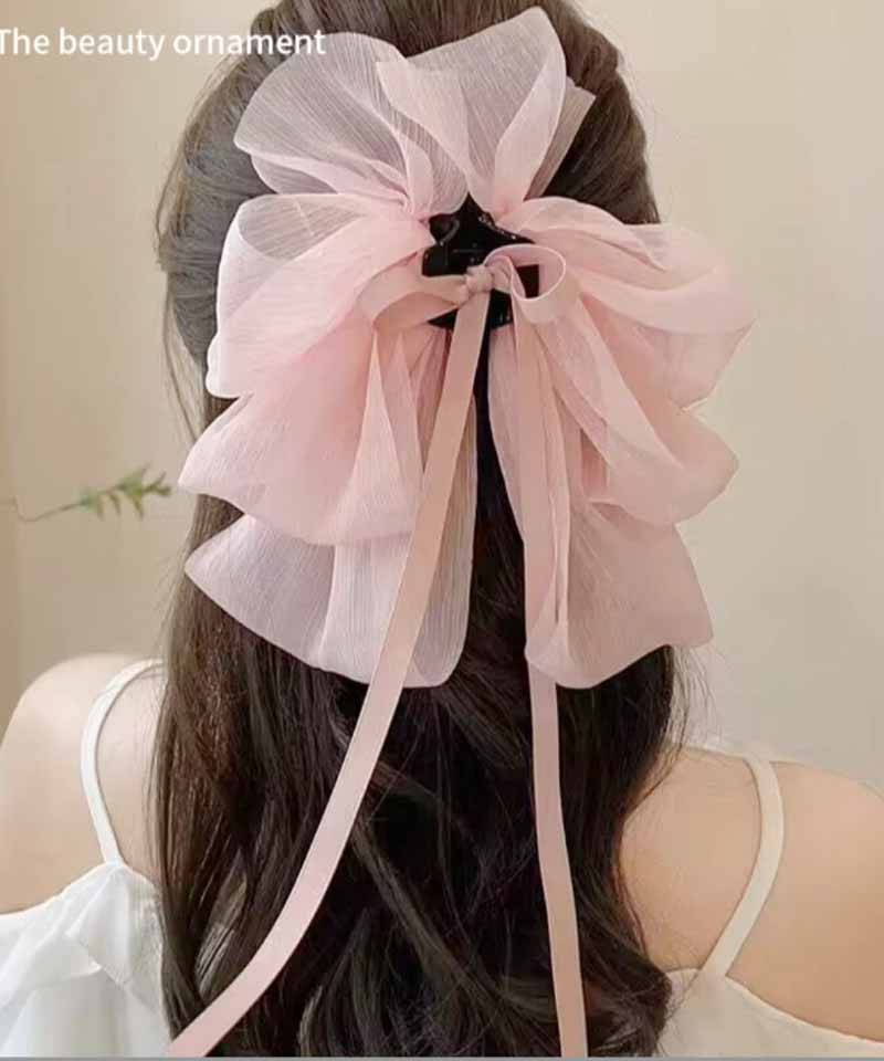 値下げ！ CELINE ピンク ヘアクリップ（ヘアクリップ シフォン