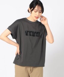 Grand PARK(グランドパーク)/フリンジ刺繍フレンチTシャツ/39チャコールグレー