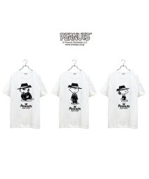  PEANUTS( ピーナッツ)/チャーリー ブラウン 黒服 スーツ 半袖 Tシャツ 当店 限定 デザイン スヌーピー SNOOPY ピーナッツ カジュアル アメカジ プリント S M L LL/アイボリー系1