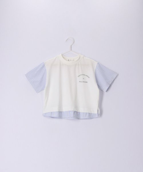 ROPE' PICNIC　KIDS(ロぺピクニックキッズ)/【KIDS】UNISEX袖ストライプドッキングTシャツ/オフホワイト（15）