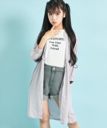 ANAP　GiRL(アナップガール)/ロング丈シアーブルゾン×ロゴTシャツSET/ライトグレー