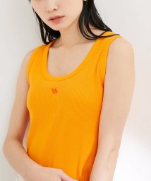 VIS(ビス)/【洗える】フロントロゴ刺繍タンクトップ/オレンジ（70）
