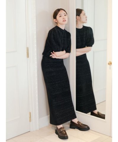【セットアップ対応商品】フェザーラメニットタイトスカート