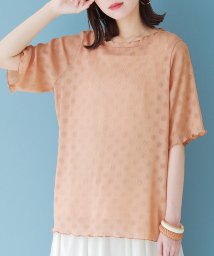 osharewalker(オシャレウォーカー)/『ドットプリーツシアートップス』/ピンクベージュ