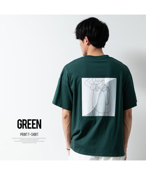  GENELESS(GENELESS)/tシャツ メンズ 半袖 オーバーサイズ 綿100 半袖tシャツ 夏 Tシャツ ゆったり コットン ビッグシルエット/グリーン