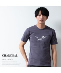  GENELESS(GENELESS)/tシャツ メンズ 半袖 綿100 プリント Tシャツ 夏 半袖tシャツ Uネック インナー コットン/チャコールグレー