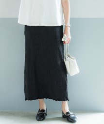 coca(コカ)/光沢感サテンプリーツIラインスカート/BLACK