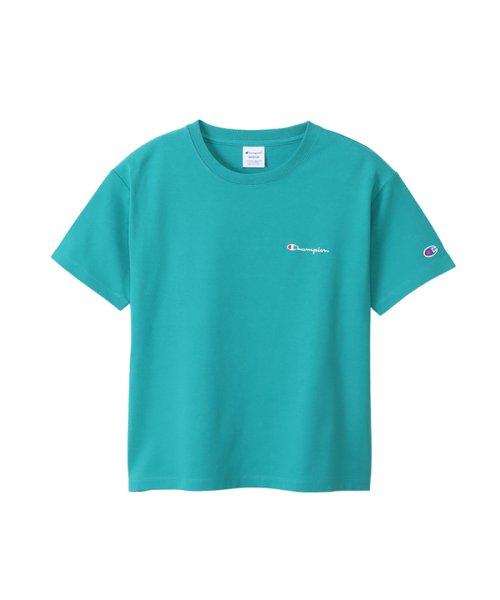 MAC HOUSE(women)(マックハウス（レディース）)/Champion チャンピオン ワンポイントロゴTシャツ CW－X337/ブルーグリーン