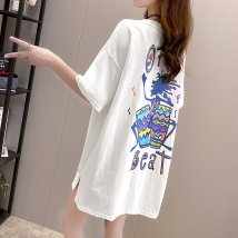 miniministore(ミニミニストア)/プリントＴシャツ チュニックロンt 半袖/ホワイト