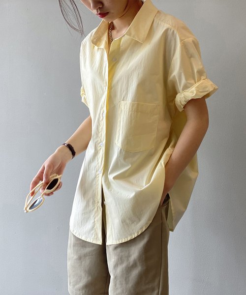 Aimoon(アイモン)/オープンカラーシャツ ベーシック 半袖/イエロー