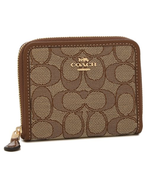 COACH(コーチ)/コーチ アウトレット 二つ折り財布 シグネチャー ミニ財布 ベージュ ブラウン レディース COACH CH389 IMVGB/その他