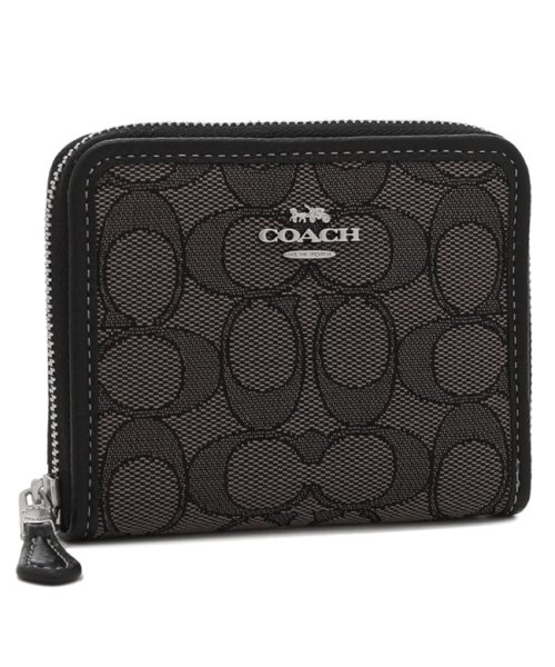 COACH(コーチ)/コーチ アウトレット 二つ折り財布 シグネチャー ミニ財布 ブラック グレー レディース COACH CH389 SVRT6/その他