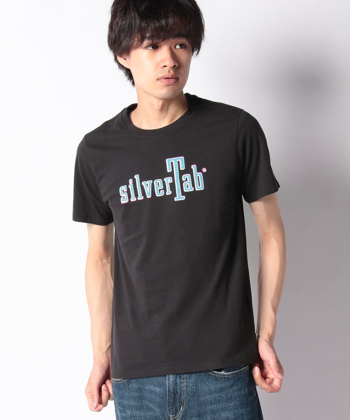 SILVERTAB(TM) グラフィック クルーネックTシャツ ブラック CAVIAR