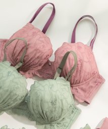 fran de lingerie/フェミニンなナチュラル系ノンワイヤーセットは使いやすいノーマルショーツ 「フローティングフラワー」 ノンワイヤーブラショーツセット/505439150