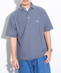 GLOSTER(GLOSTER)/【GLOSTER/グロスター】フレンチブルドッグ刺繍 ワンポイントロゴ ポロシャツ 日本製/インディゴブルー