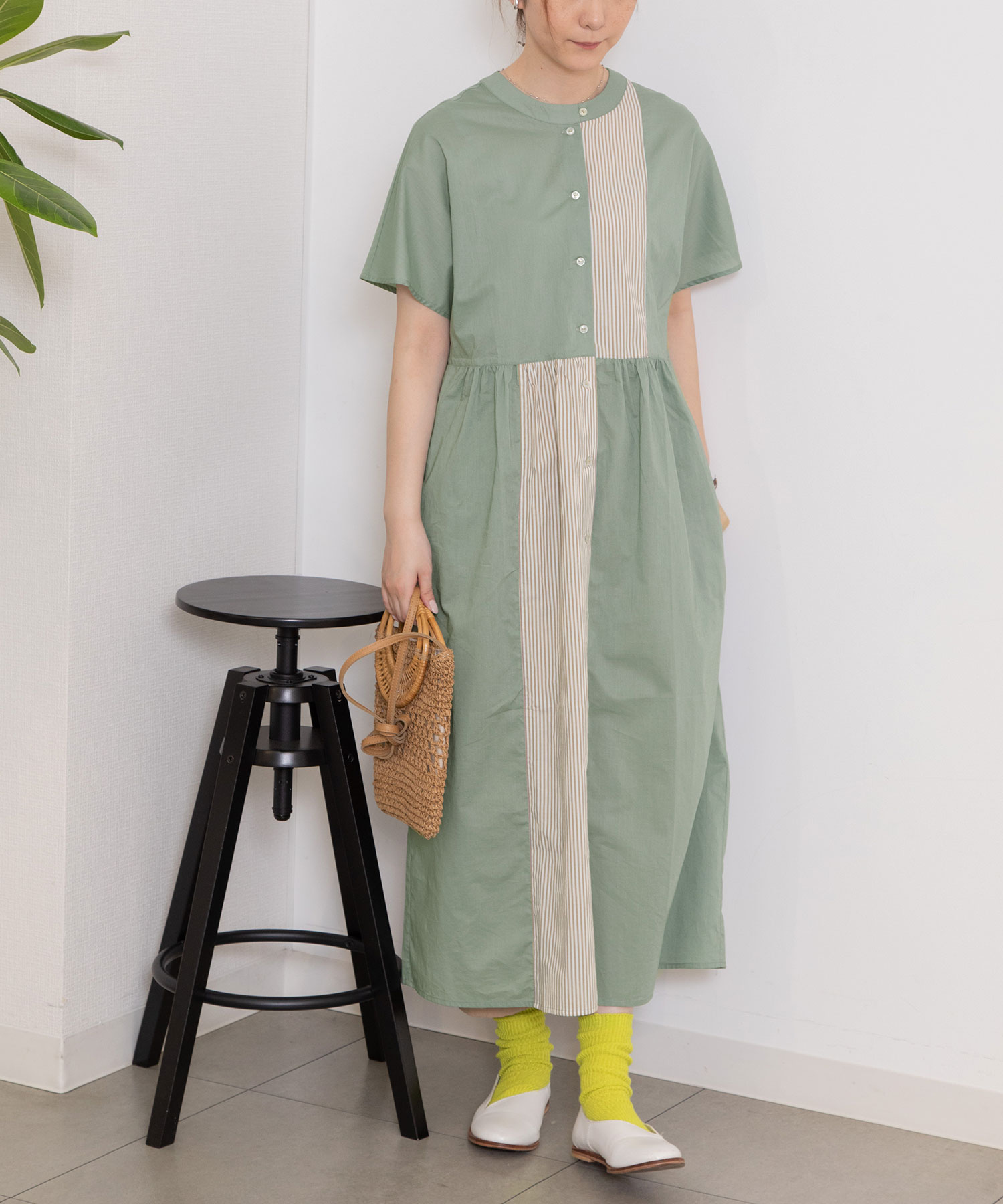 送料無料 新品 - gomme ドット切り替え デザインワンピース - 安い