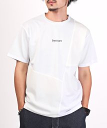 LUXSTYLE/ポンチ斜め切替半袖Tシャツ/Tシャツ メンズ 半袖 メンズTシャツ 半袖Tシャツ ロゴ 切替/505440431