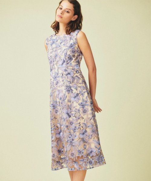 チュールフラワー刺繍ドレス 