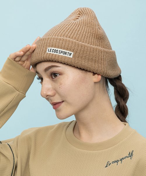 le coq sportif (ルコックスポルティフ)/【池田エライザ着用】シリコンロゴニットキャップ/ベージュ