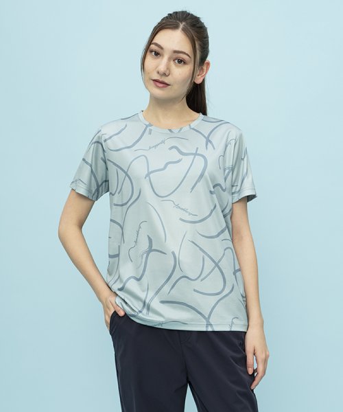 le coq sportif (ルコックスポルティフ)/総柄プリント 半袖Tシャツ/ブルー