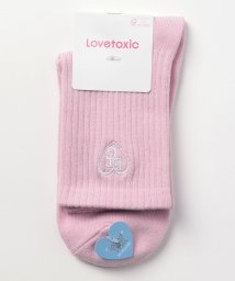 Lovetoxic(ラブトキシック)/刺しゅうリブクルーソックス/ピンク