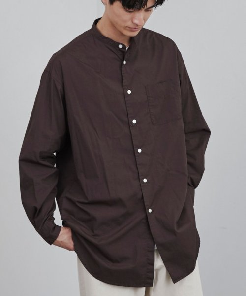 coen(coen)/ビッグシルエットブロードロングシャツ/DK.BROWN