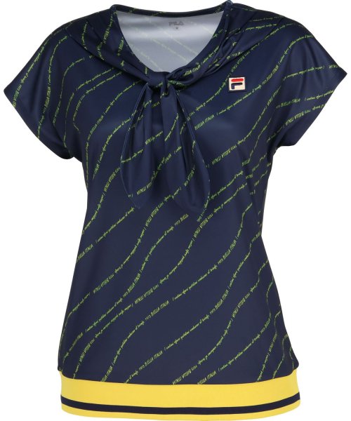 FILA（ZETT Ladies）(フィラ（ゼット　レディース）)/【テニス】メッセージプリント ボウタイ風 Tシャツ レディース/ネイビー