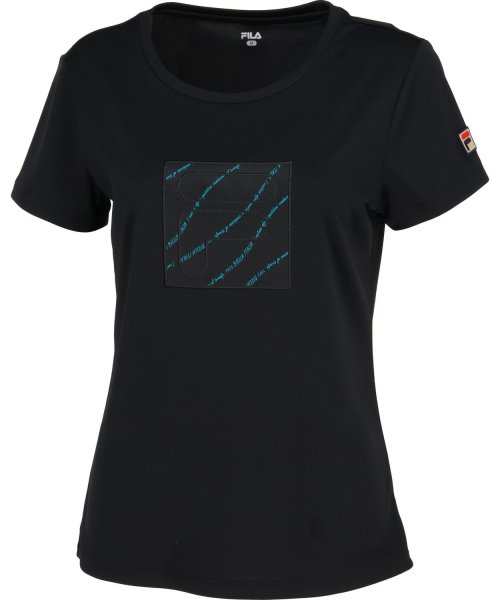 FILA（ZETT Ladies）(フィラ（ゼット　レディース）)/【テニス】メッセージプリント アップリケ Tシャツ レディース/ブラック