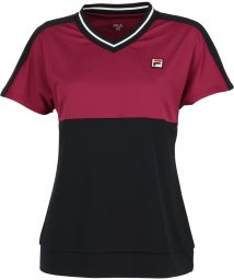 FILA（ZETT Ladies）(フィラ（ゼット　レディース）)/【テニス】ツートーン VネックTシャツ レディース/ワイン
