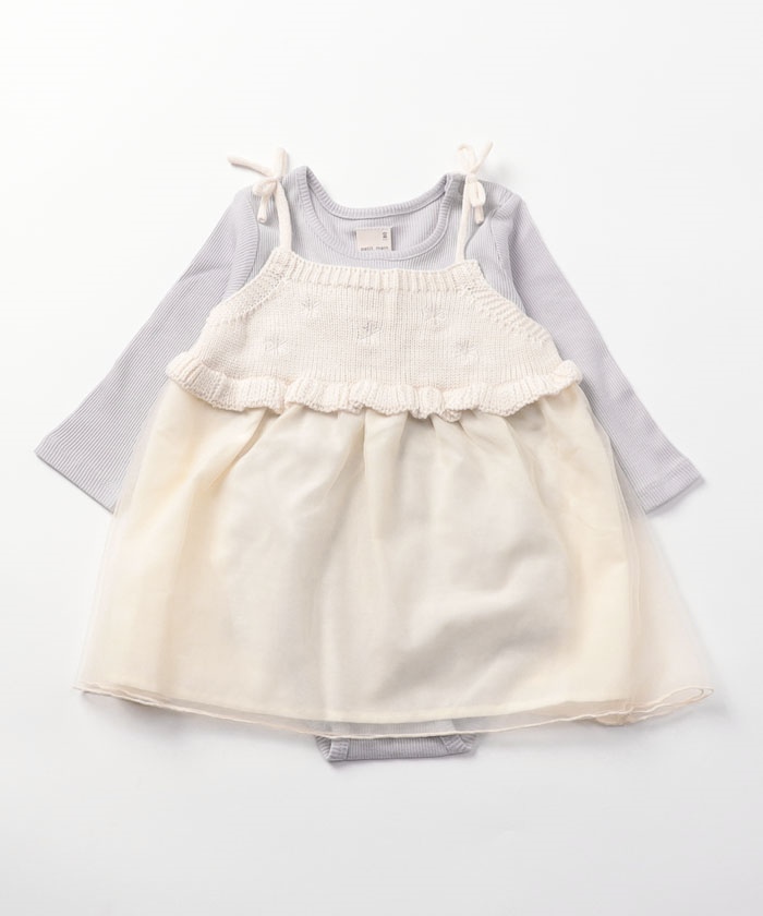 プティマイン(petit main)ニット切替ワンピースセット 