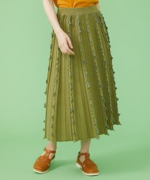 Jocomomola(ホコモモラ)/配色メロウニットスカート/グリーン