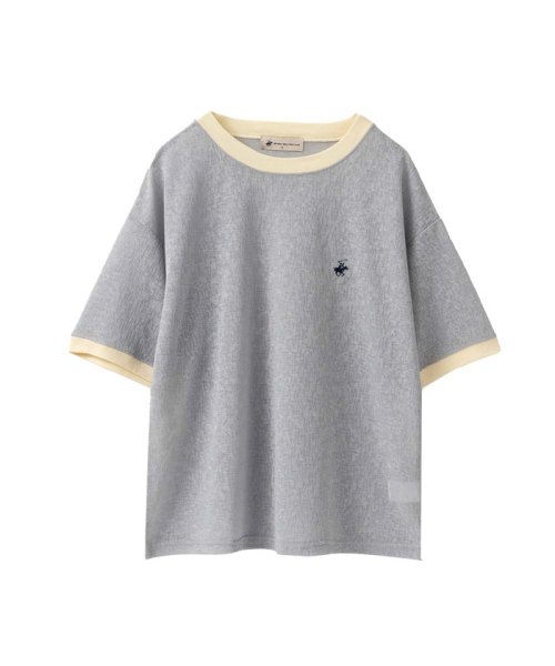 MAC HOUSE(women)(マックハウス（レディース）)/BEVERLY HILLS POLO CLUB ビバリーヒルズポロクラブ リンガー配色シアーTシャツ 3287－7753/サックス