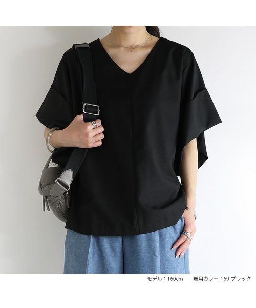 セール】ワイドスリーブ Vネックトップス プルオーバー レディース 