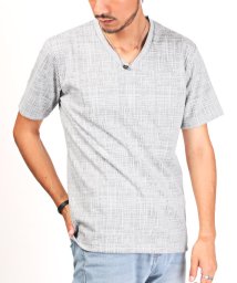 LUXSTYLE(ラグスタイル)/デジタルチェックVネックTシャツ/Tシャツ メンズ 半袖 半袖Tシャツ Vネック トップス カットソー/ホワイト
