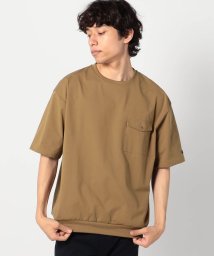 Grand PARK(グランドパーク)/ハイブリットファブリックポケット付きクルーTシャツ/15キャメル