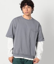 Grand PARK(グランドパーク)/ハイブリットファブリックポケット付きクルーTシャツ/29グレー