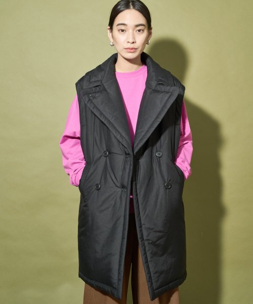 【Audrey and John Wad】コットンシルク厚中わたビッグカラーベスト 