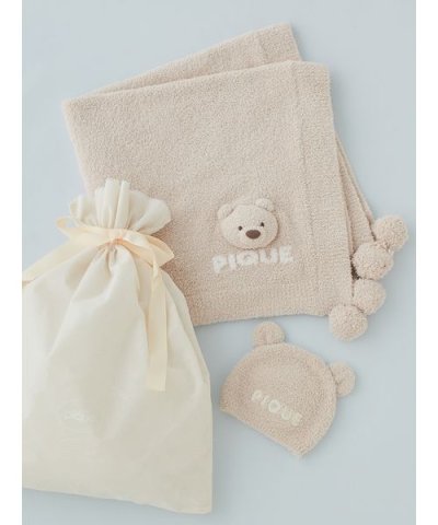 【ラッピング済み】【BABY】パウダーベアブランケット＆キャップSET