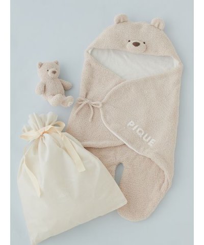 【ラッピング済み】【BABY】パウダーベアおくるみ＆ぬいぐるみSET