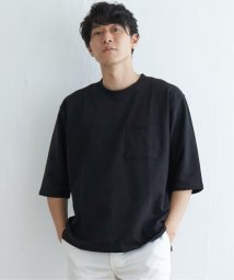 ikka(イッカ)/ストレッチインレイ7分袖Tシャツ/ブラック