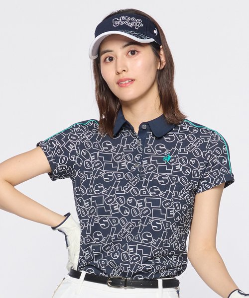 le coq sportif GOLF (ルコックスポルティフ（ゴルフ）)/サンスクリーン 襟付きロゴ柄半袖シャツ【アウトレット】/ネイビー