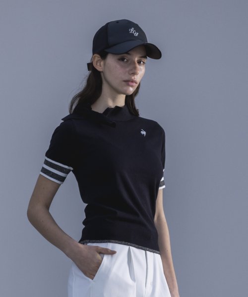 le coq sportif GOLF (ルコックスポルティフ（ゴルフ）)/アシンメトリー衿五分袖シャツ 【RIJOUME/リジューム】【アウトレット】/ブラック