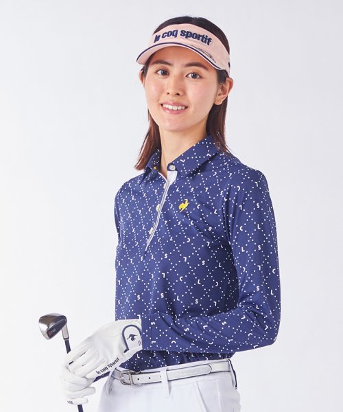 le coq sportif GOLF (ルコックスポルティフ（ゴルフ）)/小柄長袖シャツ/ネイビー