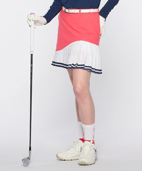 le coq sportif GOLF (ルコックスポルティフ（ゴルフ）)/【コンフィポケット】バイカラープリーツスカート【アウトレット】/レッド