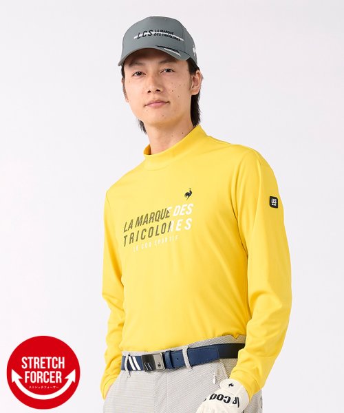 le coq sportif GOLF (ルコックスポルティフ（ゴルフ）)/【ストレッチフォーサー】ロゴプリントモックネックシャツ/イエロー