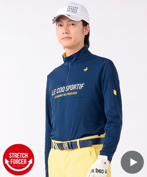 le coq sportif GOLF (ルコックスポルティフ（ゴルフ）)/【ストレッチフォーサー】ハーフジップ長袖シャツ/ネイビー