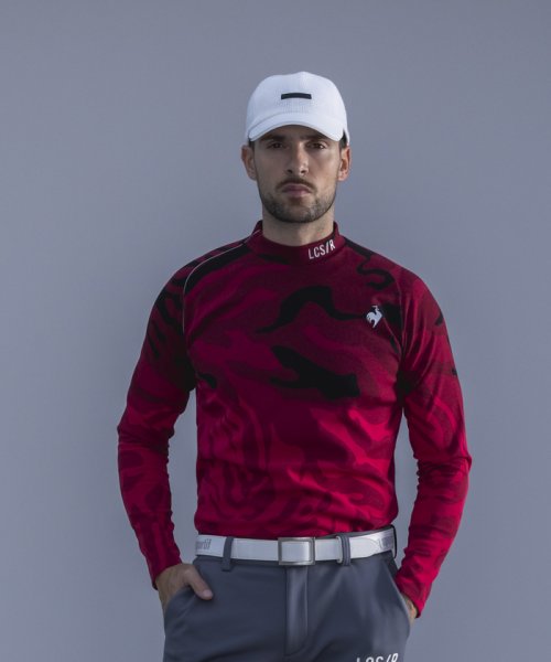 le coq sportif GOLF (ルコックスポルティフ（ゴルフ）)/マーブルジャガードハイネック長袖シャツ 【RIJOUME/リジューム】/レッド