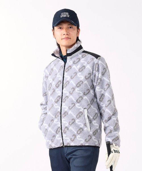 le coq sportif GOLF (ルコックスポルティフ（ゴルフ）)/ロゴジャガードボアブルゾン/グレー