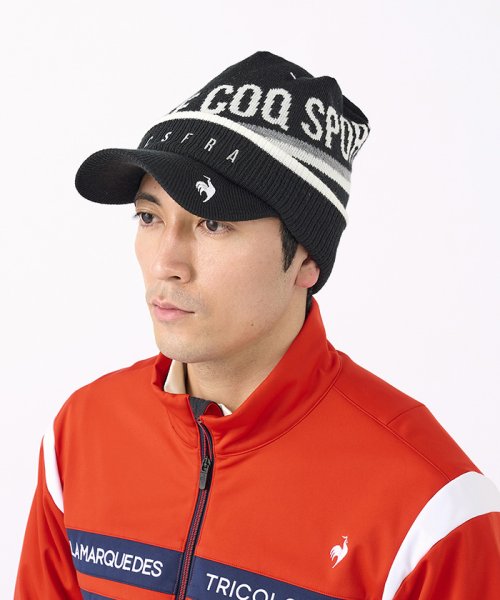 le coq sportif GOLF (ルコックスポルティフ（ゴルフ）)/庇付きニットキャップ/ブラック